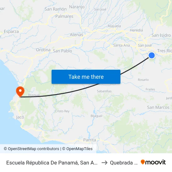 Escuela Républica De Panamá, San Antonio Desamparados to Quebrada Ganado map