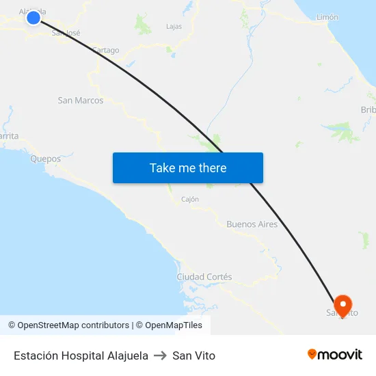 Estación Hospital Alajuela to San Vito map