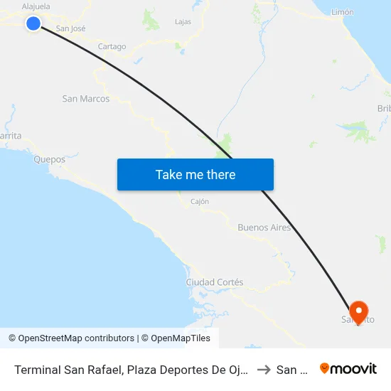 Terminal San Rafael, Plaza Deportes De Ojo De Agua to San Vito map