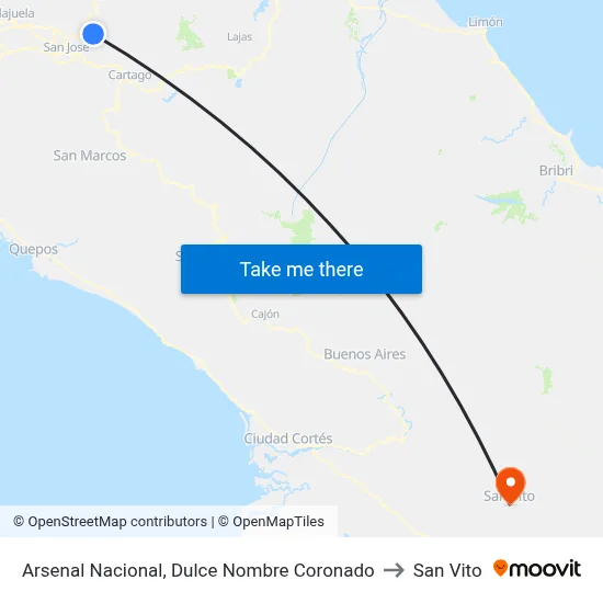 Arsenal Nacional, Dulce Nombre Coronado to San Vito map