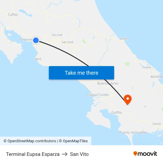 Terminal Eupsa Esparza to San Vito map
