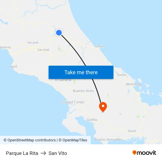 Parque La Rita to San Vito map