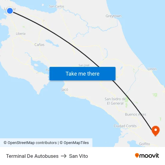 Terminal De Autobuses to San Vito map