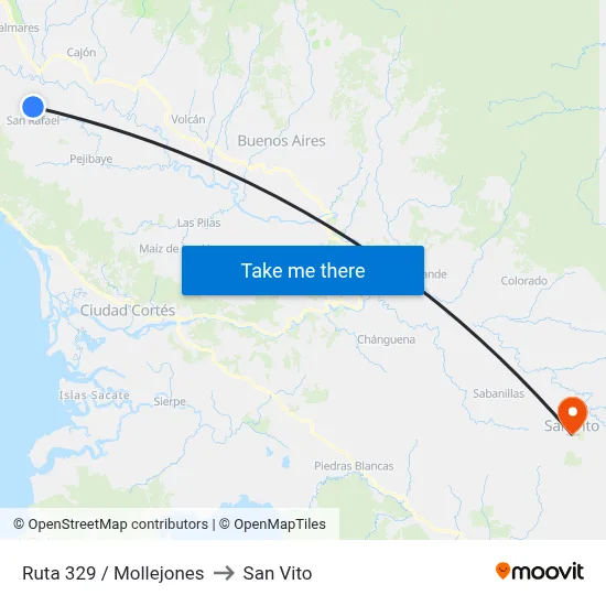 Ruta 329 / Mollejones to San Vito map