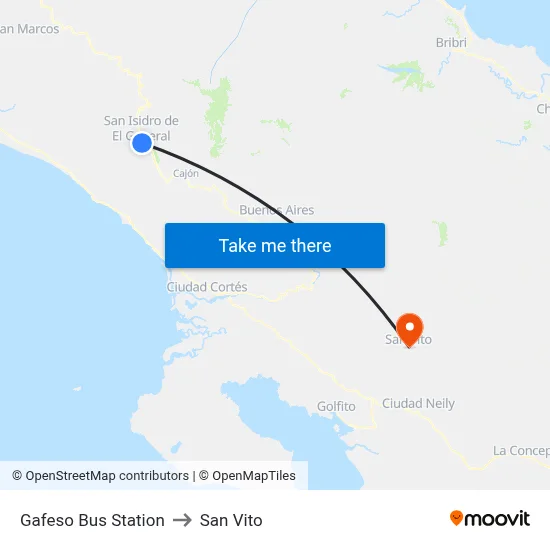 Gafeso Bus Station to San Vito map