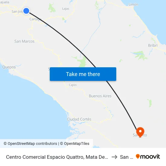 Centro Comercial Espacio Quattro, Mata De Plátano Goicoechea to San Vito map