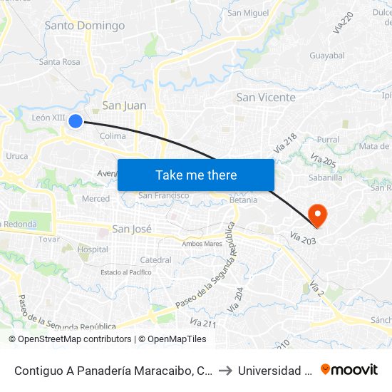 Contiguo A Panadería Maracaibo, Cuatro Reinas Tibás to Universidad Fidélitas map