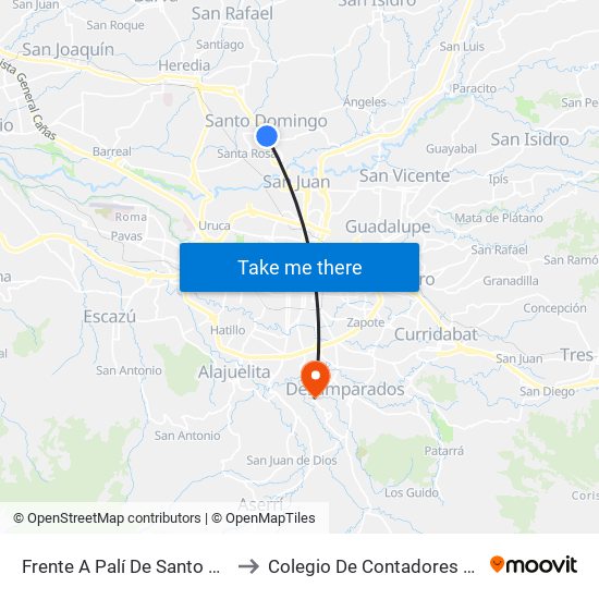 Frente A Palí De Santo Domingo to Colegio De Contadores Privados map