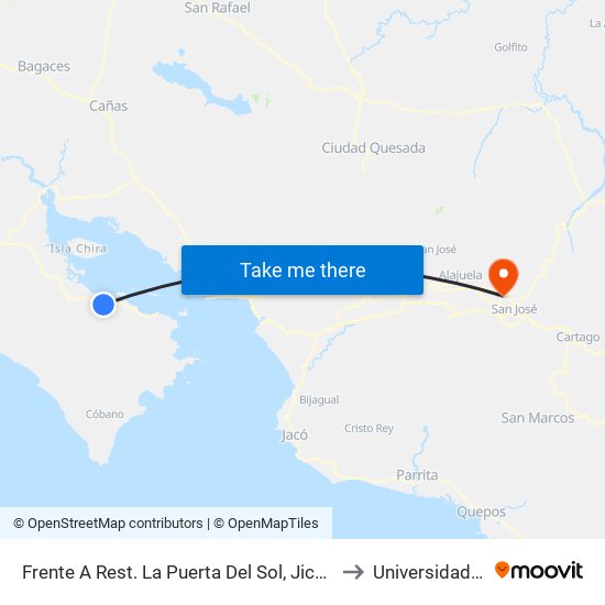 Frente A Rest. La Puerta Del Sol, Jicaral Puntarenas to Universidad Latina map