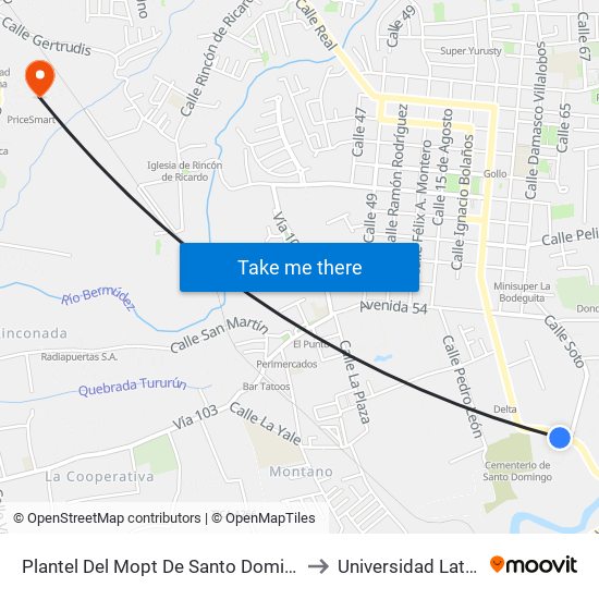 Plantel Del Mopt De Santo Domingo to Universidad Latina map