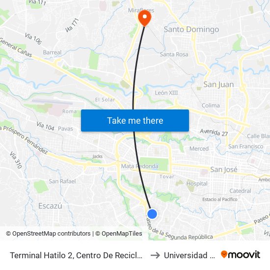 Terminal Hatilo 2, Centro De Reciclaje Municipal to Universidad Latina map