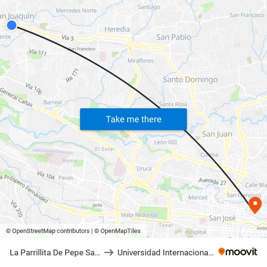 La Parrillita De Pepe San Joaquín, Flores to Universidad Internacional De Las Américas map