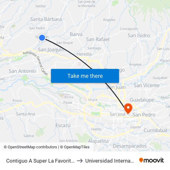 Contiguo A Super La Favorita, San Juan De Santa Bárbara to Universidad Internacional De Las Américas map