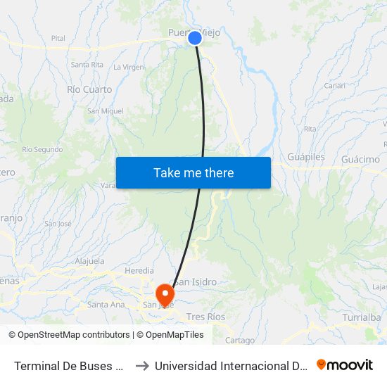 Terminal De Buses De Sarapiqui to Universidad Internacional De Las Américas map