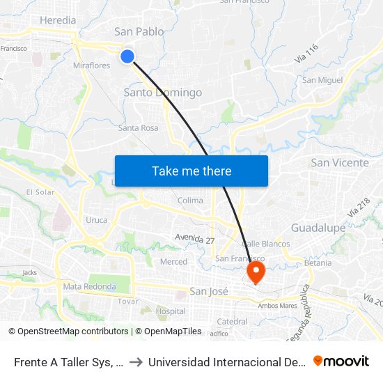 Frente A Taller Sys, San Pablo to Universidad Internacional De Las Américas map