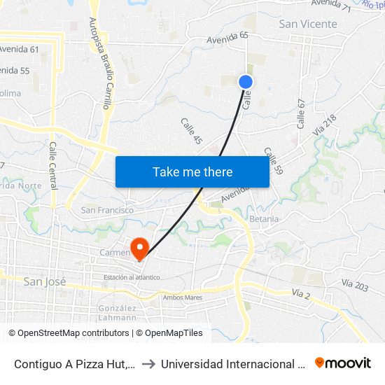 Contiguo A Pizza Hut, Los Colegios to Universidad Internacional De Las Américas map