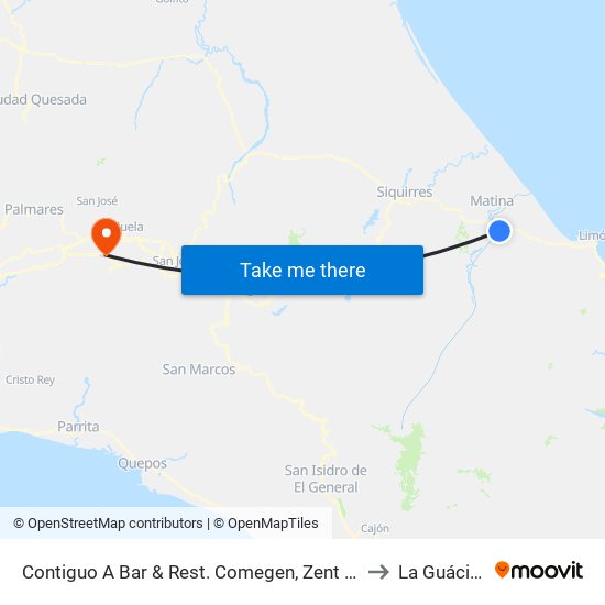 Contiguo A Bar & Rest. Comegen, Zent Limón to La Guácima map