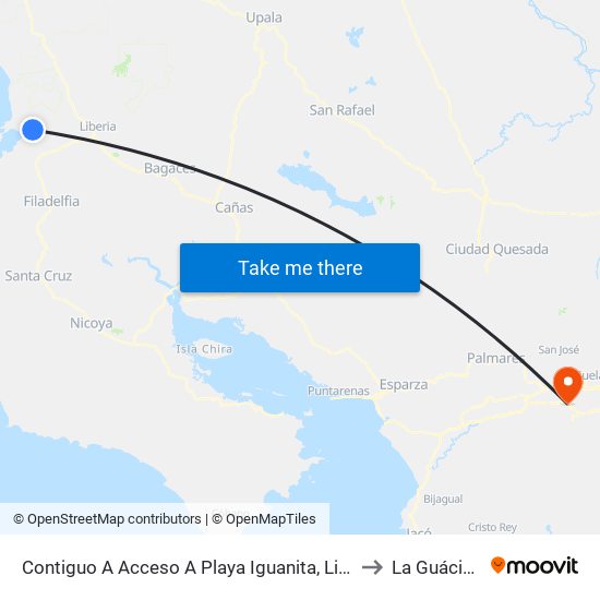 Contiguo A Acceso A Playa Iguanita, Liberia to La Guácima map