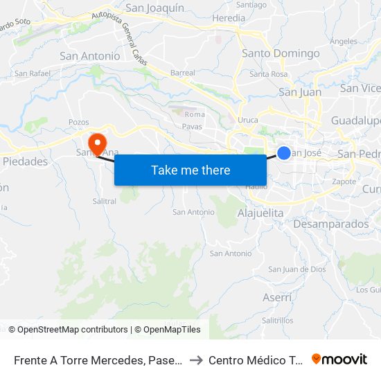 Frente A Torre Mercedes, Paseo Colón San José to Centro Médico Torre Fuerte map