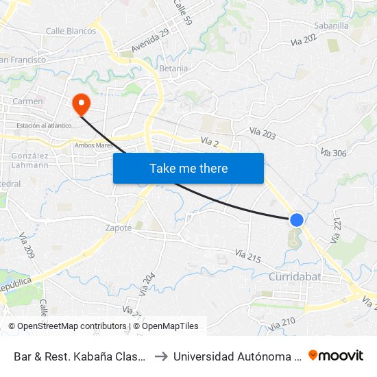 Bar & Rest. Kabaña Classic, Curridabat to Universidad Autónoma De Monterrey map