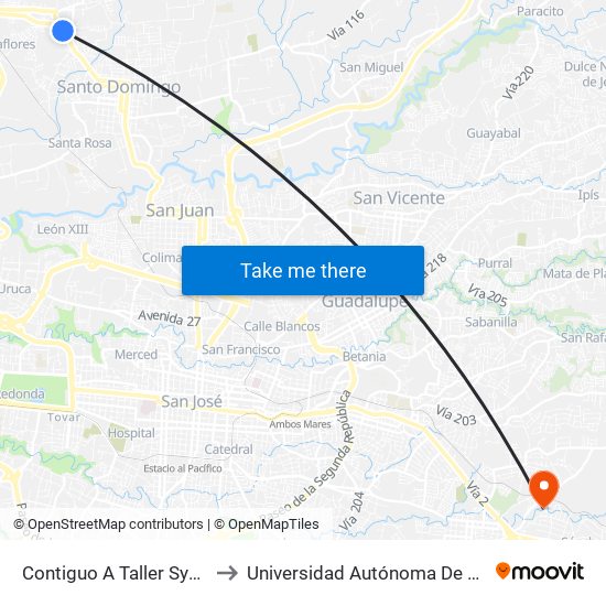 Contiguo A Taller Sys, San Pablo to Universidad Autónoma De Centroamérica map