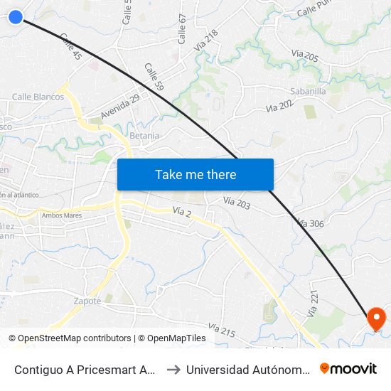 Contiguo A Pricesmart Anselmo Llorente, Tibás to Universidad Autónoma De Centroamérica map