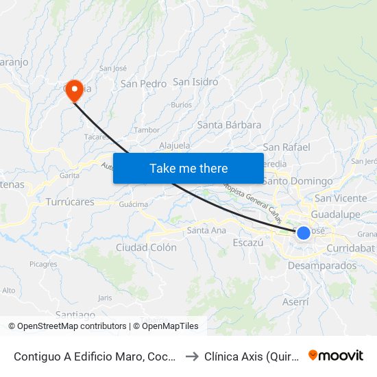 Contiguo A Edificio Maro, Coca Cola San José to Clínica Axis (Quiropractica) map