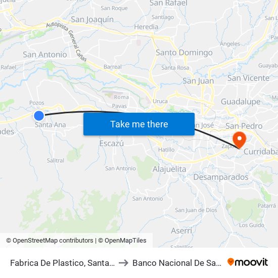 Fabrica De Plastico, Santa Ana to Banco Nacional De Sangre map