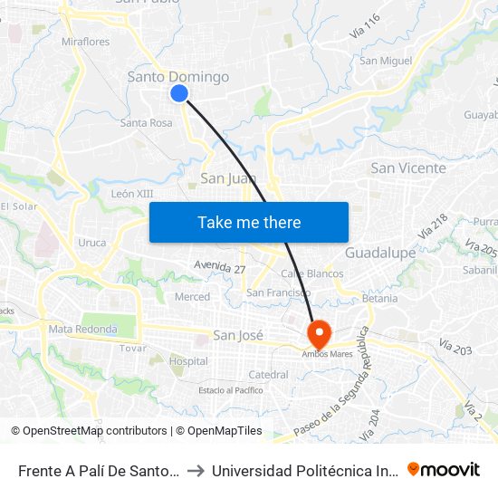 Frente A Palí De Santo Domingo to Universidad Politécnica Internacional map