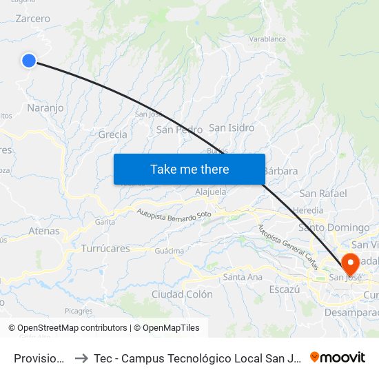 Provisional to Tec - Campus Tecnológico Local San José map