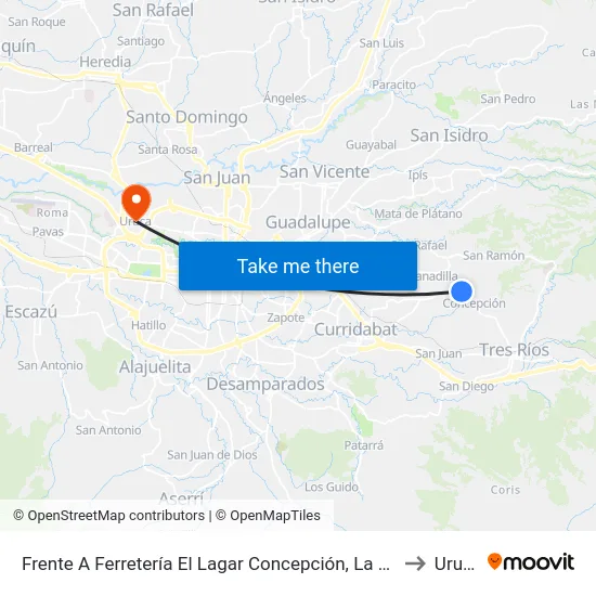 Frente A Ferretería El Lagar Concepción, La Unión to Uruca map