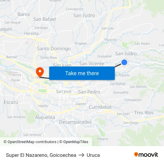 Super El Nazareno, Goicoechea to Uruca map