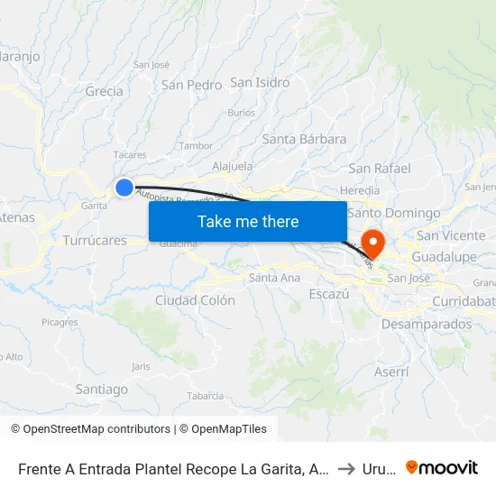 Frente A Entrada Plantel Recope La Garita, Alajuela to Uruca map