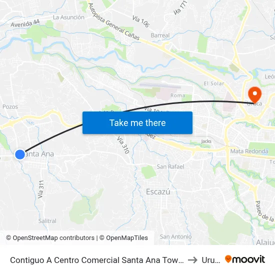 Contiguo A Centro Comercial Santa Ana Town Center to Uruca map