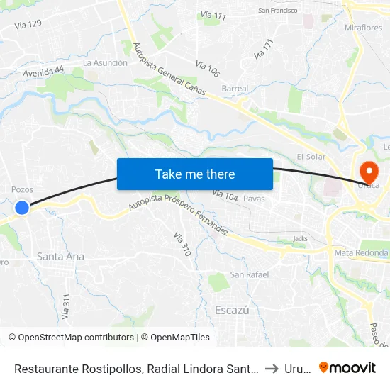 Restaurante Rostipollos, Radial Lindora Santa Ana to Uruca map