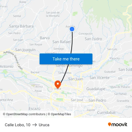 Calle Lobo, 10 to Uruca map