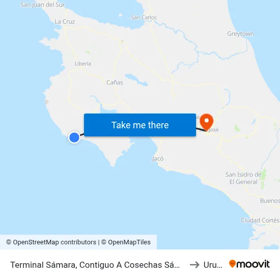 Terminal Sámara, Contiguo A Cosechas Sámara to Uruca map