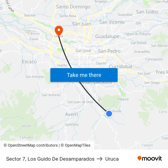 Sector 7, Los Guido De Desamparados to Uruca map