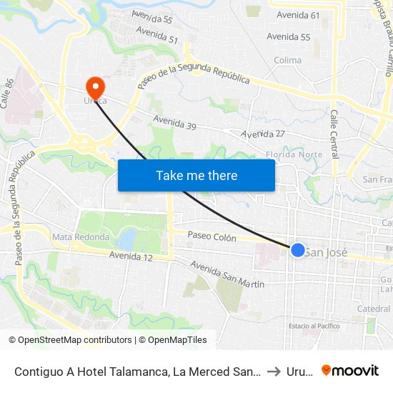 Contiguo A Hotel Talamanca, La Merced San José to Uruca map