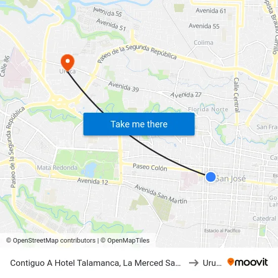 Frente A Perfumes Europeos, San José to Uruca map