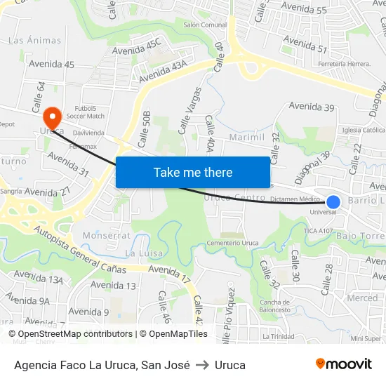Agencia Faco La Uruca, San José to Uruca map