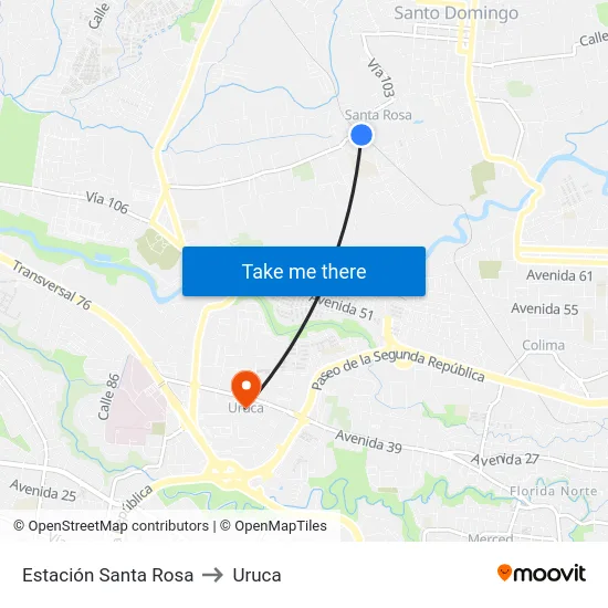 Estación Santa Rosa to Uruca map