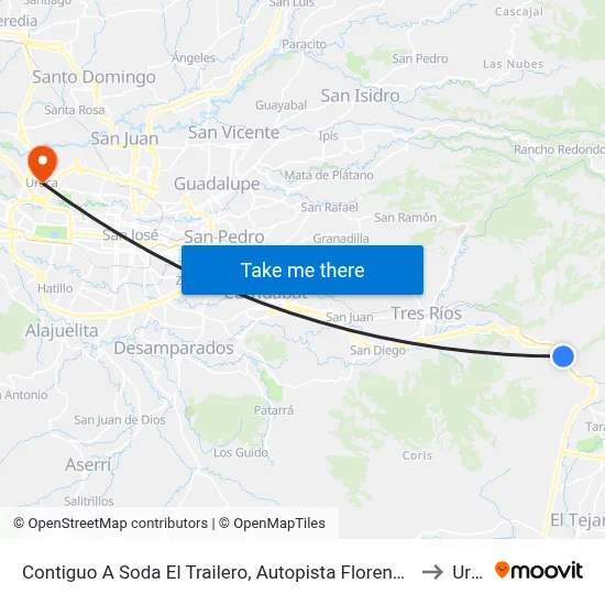 Contiguo A Soda El Trailero, Autopista Florencio Del Castillo Cartago to Uruca map