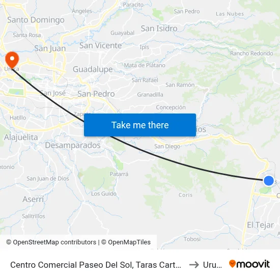 Centro Comercial Paseo Del Sol, Taras Cartago to Uruca map