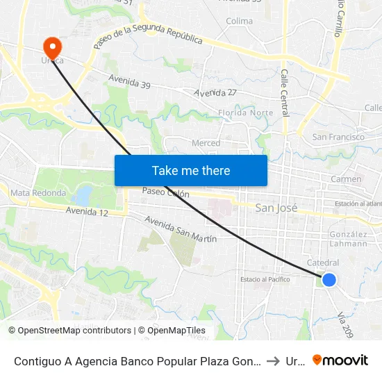 Contiguo A Agencia Banco Popular Plaza González Víquez, San José to Uruca map