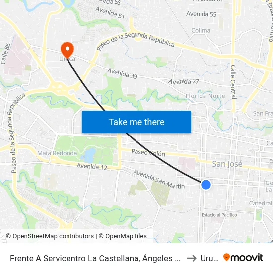 Frente A Servicentro La Castellana, Ángeles San José to Uruca map