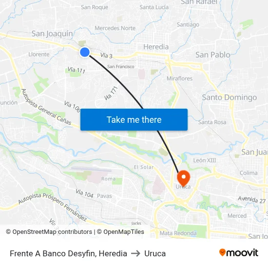 Frente A Banco Desyfin, Heredia to Uruca map