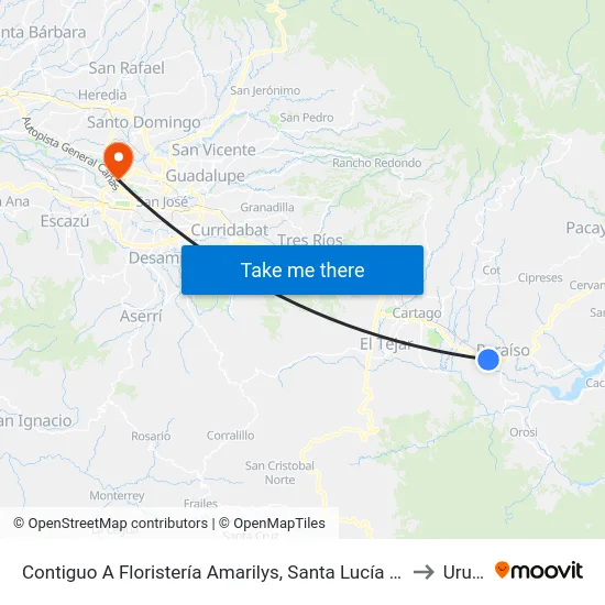 Contiguo A Floristería Amarilys, Santa Lucía Paraíso to Uruca map