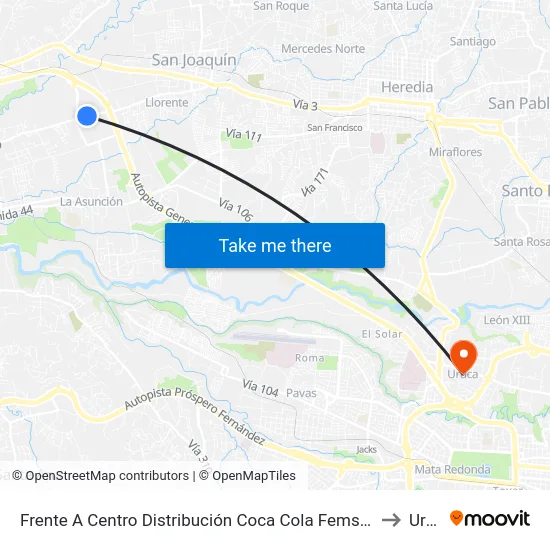 Frente A Centro Distribución Coca Cola Femsa, La Ribera Belén to Uruca map