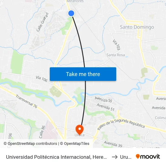 Universidad Politécnica Internacional, Heredia to Uruca map